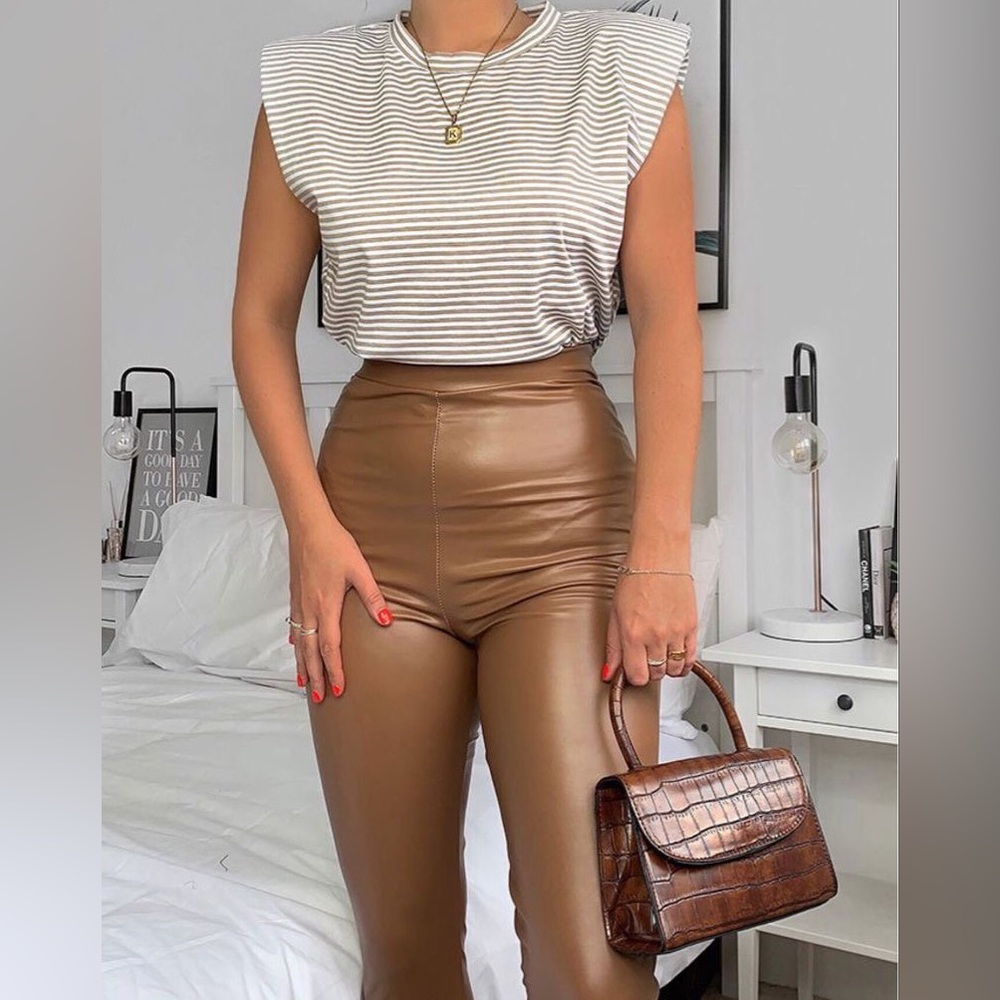 Brown Faux Leather Leggings